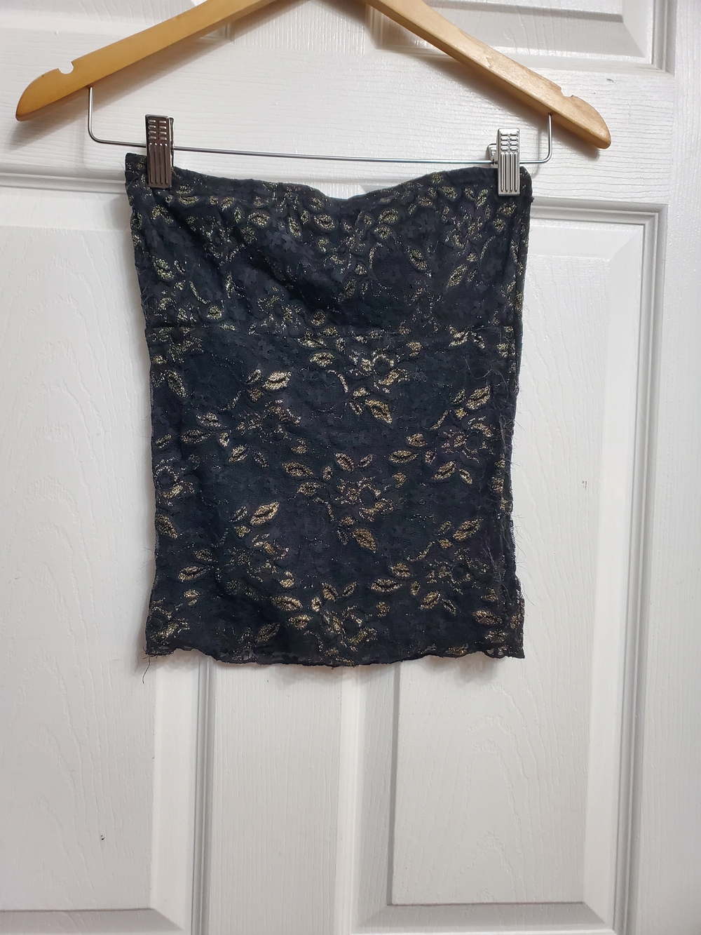 Costa Blanca Black Lace Tube Top W/Bra Pads - SIZE XS